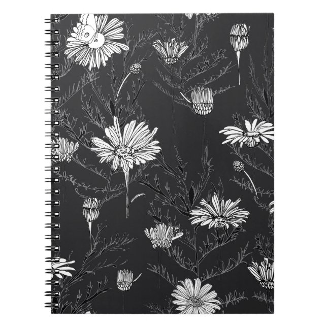 Blommor och löv av kamomill och fjäril anteckningsbok (Framsidan)