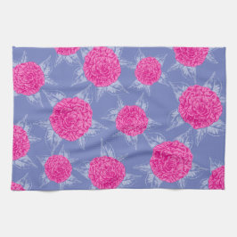 Blommor och löv bläck sketch rosa blue kökshandduk