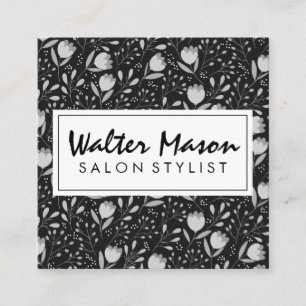 Blommor och Löv dekorativa Mönster Fyrkantigt Visitkort