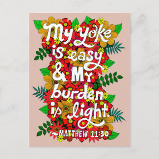 Blommor och Löv Doodle Typography bible Verse Vykort