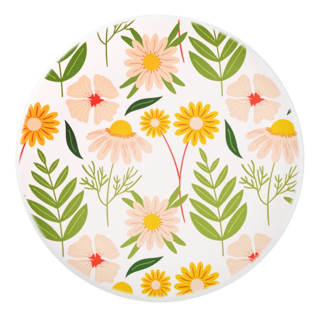 Blommor och Löv Garden Mönster Knopp (Framsidan)