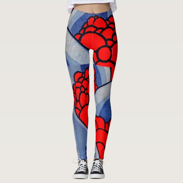 Blommor och löv i formform leggings (Framsida)