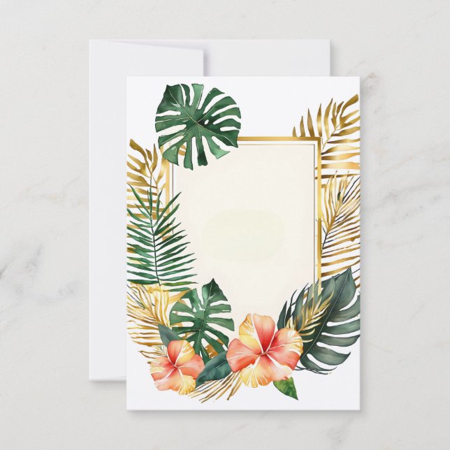 Blommor och löv i tropiska ram inbjudningar (Framsida)
