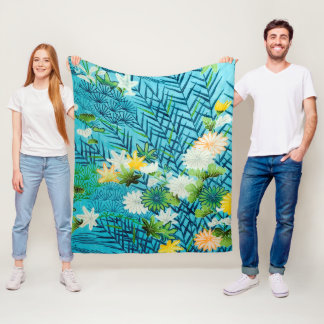 Blommor och Löv, japansk design Fleecefilt