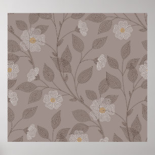 Blommor och löv utan broderier, sömlös design. poster