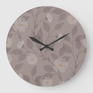 Blommor och löv utan broderier, sömlös design. stor klocka