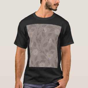 Blommor och löv utan broderier, sömlös design. t shirt