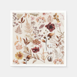 Blommor och Löv Vattenfärg Pappersservett