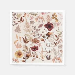 Blommor och Löv Vattenfärg Pappersservett