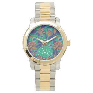 Blommor och Monogram för fjädrar   Armbandsur