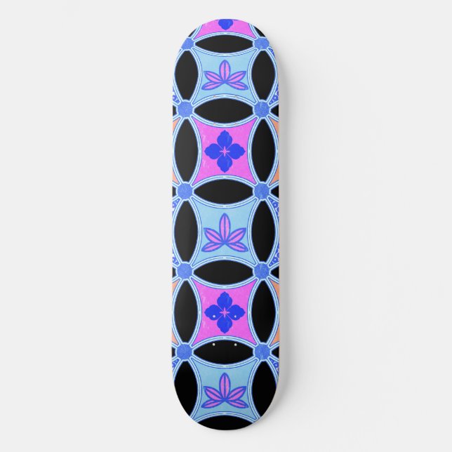 Blommor och Mönster Mini Skateboard Bräda 18,5 Cm (Framsida)