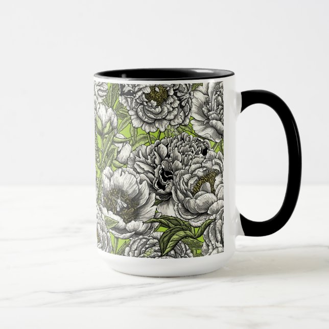 Blommor och mossar av vitpejin mugg (Höger)