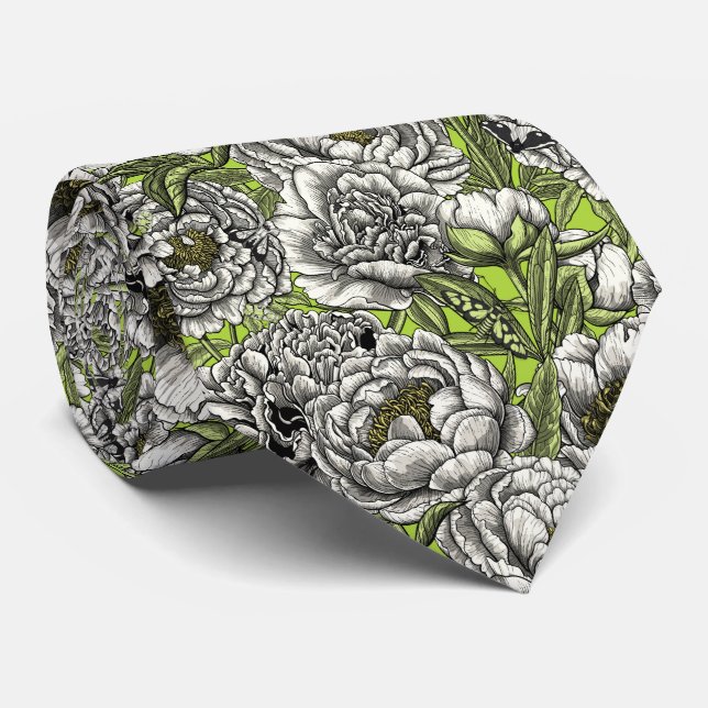 Blommor och mossar av vitpejin slips (Rullad)