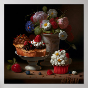 Blommor och Muffinsar Fortsatt livskonst Poster