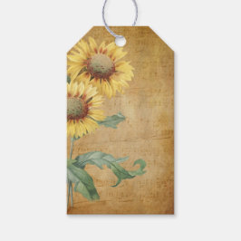 Blommor och musiknoter vintage presentetikett