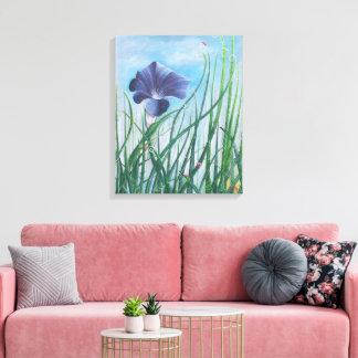 Blommor och nyckelpigor canvastryck