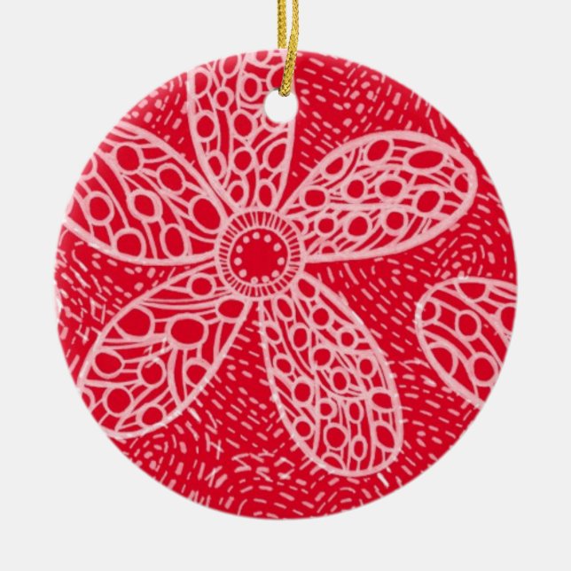 Blommor och örhängen julgransprydnad keramik (Framsidan)