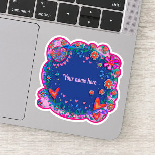 Blommor och örter Blå Boho Inspiritivity Sticker Klistermärken