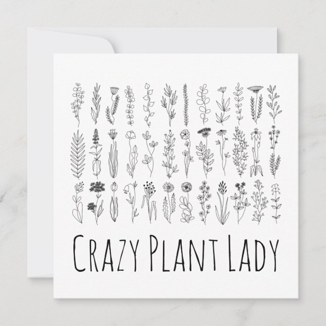 Blommor och Örter Bläck Teckning Kort (Framsida)