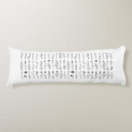 Blommor och Örter Bläck Teckning Kroppskudde