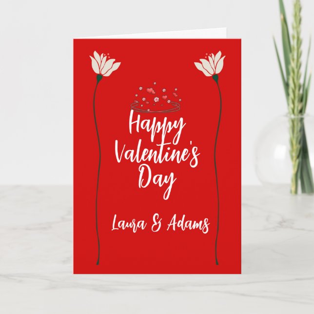 Blommor och örter par valentines day helgkort (Framsida)