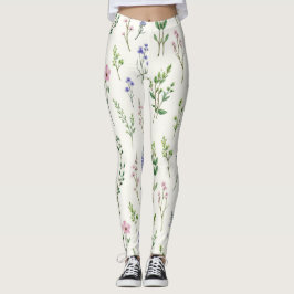 Blommor och Örter, sömlösa Mönster Leggings