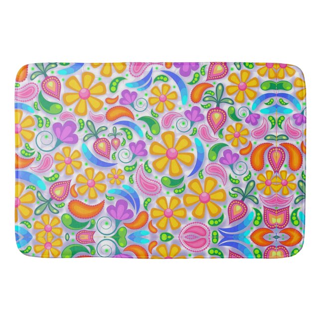 Blommor och Paisley Badrumsmatta (Framsidan)