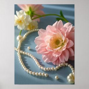Blommor och pärlor av elegant poster