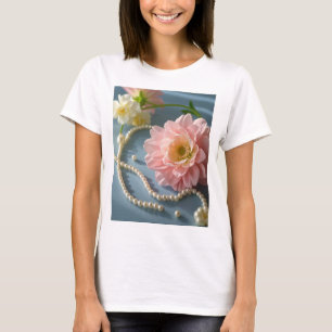 Blommor och pärlor av elegant t shirt