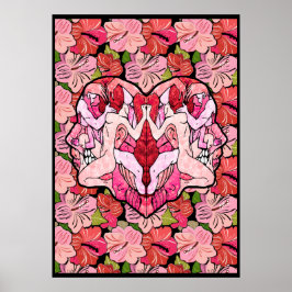 Blommor och passionens hjärta poster