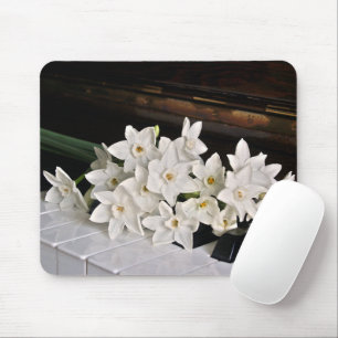 Blommor och piano-musknapp musmatta