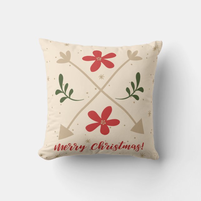 Blommor och pilar Jul/Helgdag Kudde (Framsida)