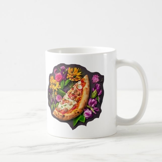Blommor och pizza kaffemugg (Höger)