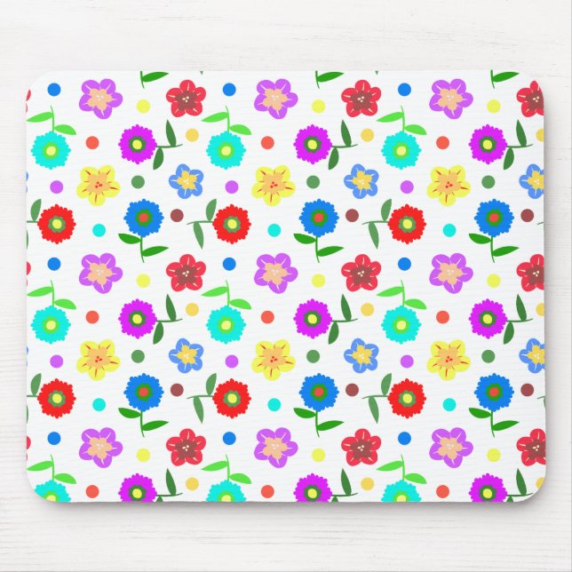 Blommor och Polka dots Musmatta (Framsidan)