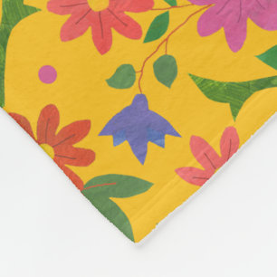 Blommor och Polka dots på Gult Fleece Blanket