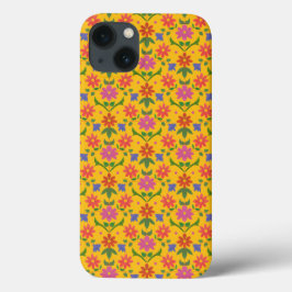 Blommor och Polka dots på Gult iPad Mini Case