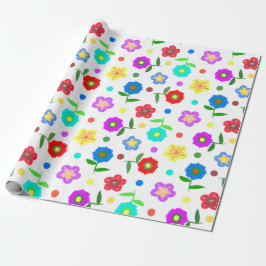 Blommor och Polka dots Presentpapper