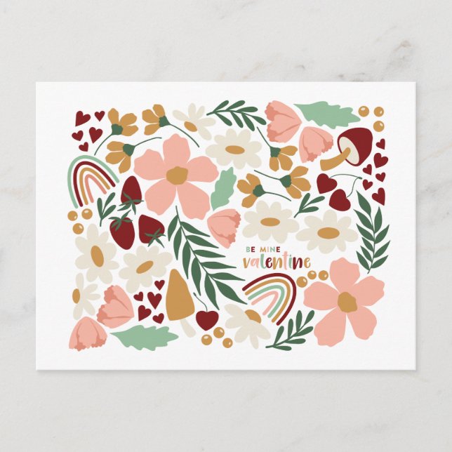 Blommor och Rainbows Valentine Vykort (Framsida)