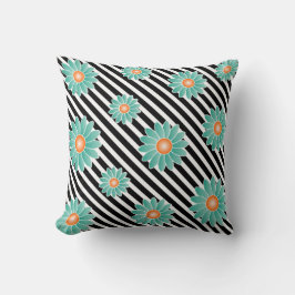 Blommor och Rand Dekorativ kudde