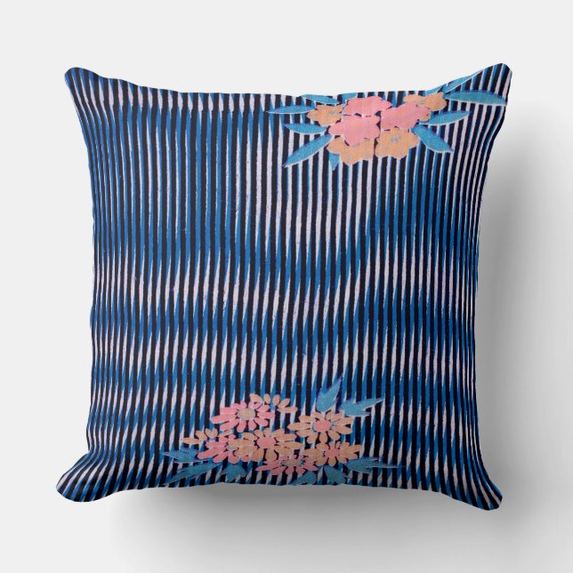 Blommor och Rand, mönster, japansk design Kudde (Framsida)