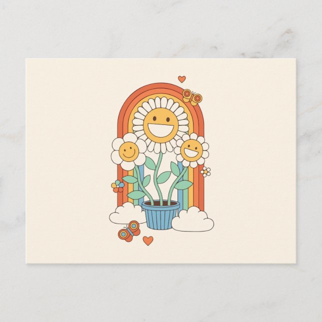 Blommor och regnbåge av Hippie sol Helg Vykort (Framsida)