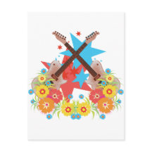 Blommor och rosa gitarrer