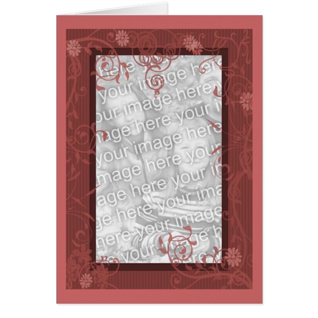 Blommor och rullgardinsformat fotokort hälsningskort (Framsidan)