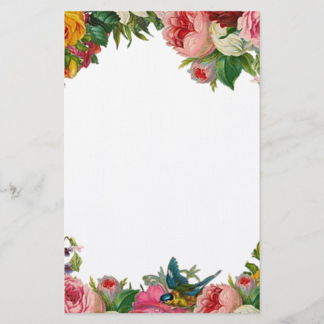 Blommor och sångfågel brevpapper (Framsida)