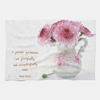 Blommor och skript, kökshandduk