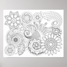 Blommor och Spiral: Poster DIY-färgning