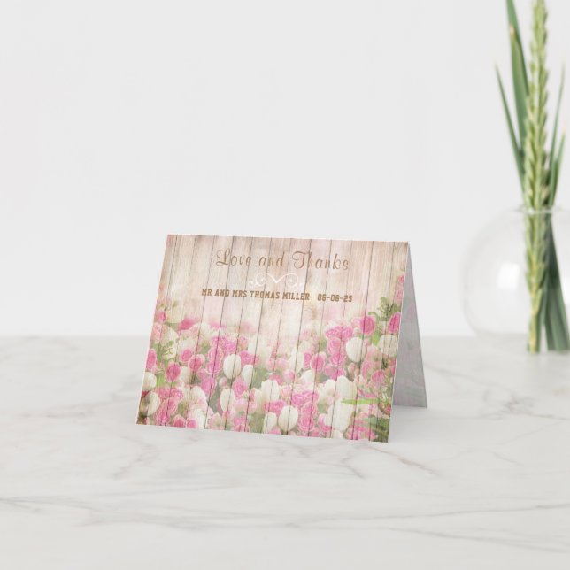 Blommor och stängsel Bröllop Tackkort (Framsida)