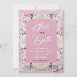 Blommor och stenciler för vit och rosa SPARA DATKO Inbjudningar