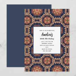 Blommor och stjärnformer dekorativ design födelsed inbjudningar