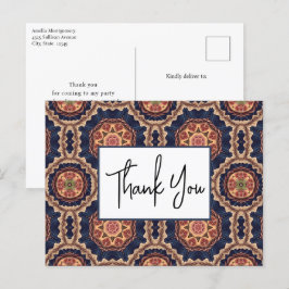 Blommor och stjärnformer dekorativ Tack Vykort